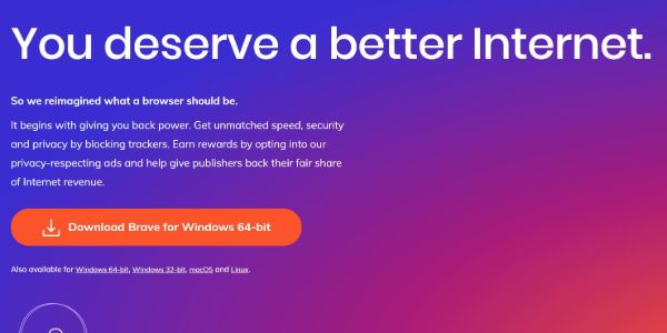 Brave Browser homepage