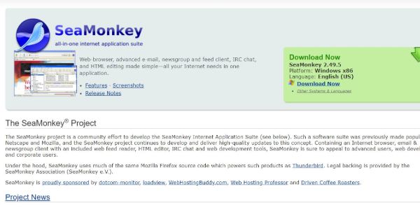 SeaMonkey homepage