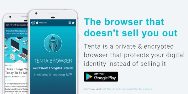 Tenta Browser homepage