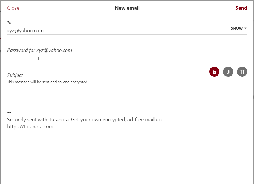 Sending emails to users not using Tutanota