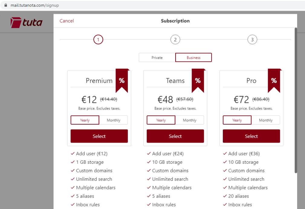 Tuta Pricing