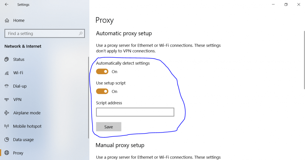 Setting up proxy on computer screenshot