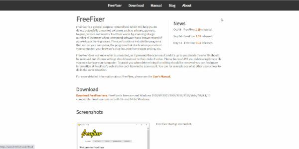 FreeFixer tool to remove spyware
