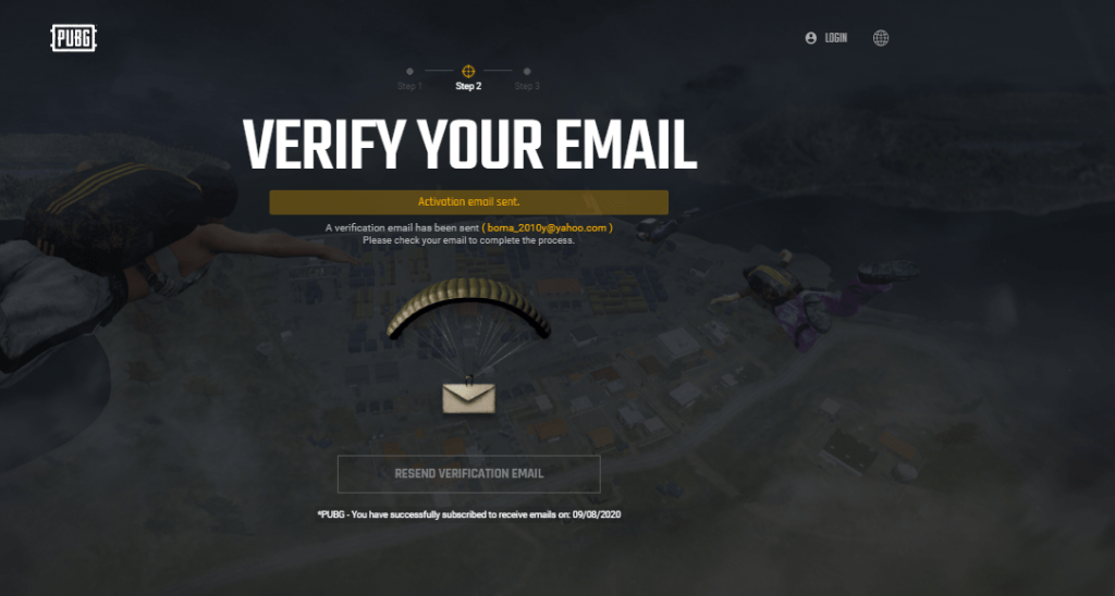 PUBG requires you to confirm your email for account creation