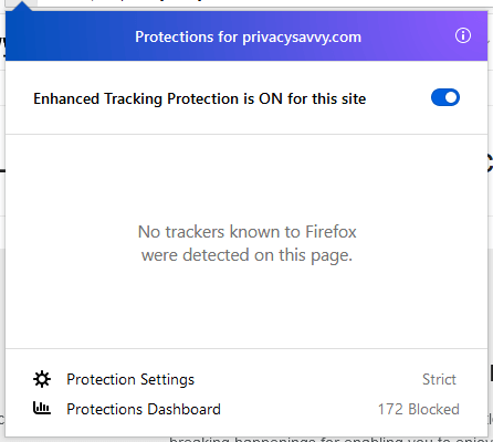 Disable Firefox content blocking for specific websites
