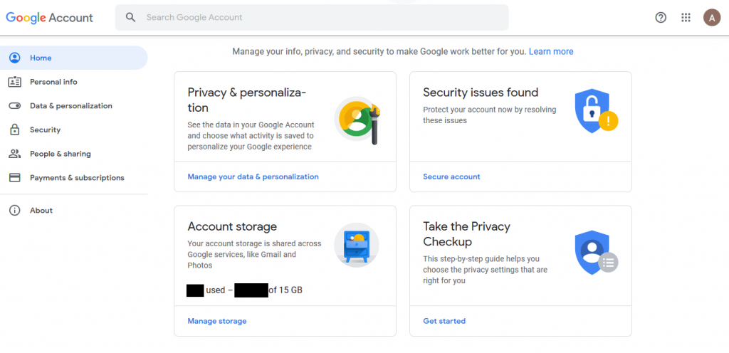 Manage your Google Account