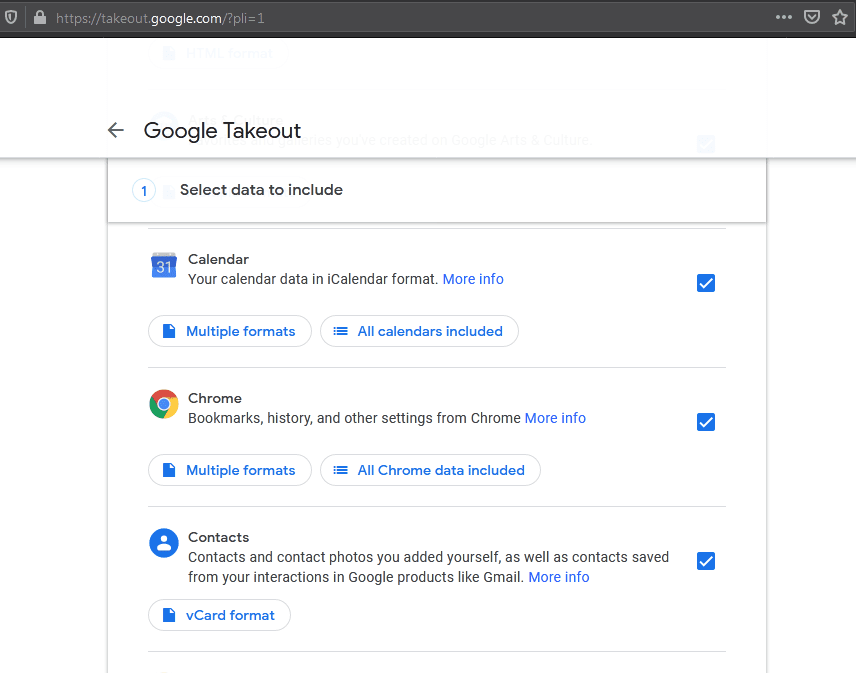 Descarga del archivo de actividades de Google