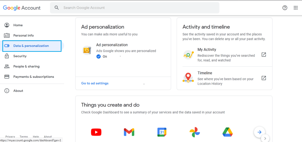 Google ad settings screenshot