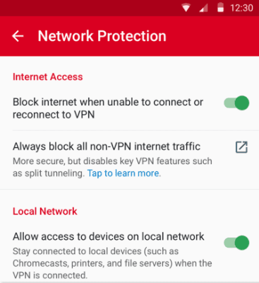 Express VPN Android kill switch enabling setting