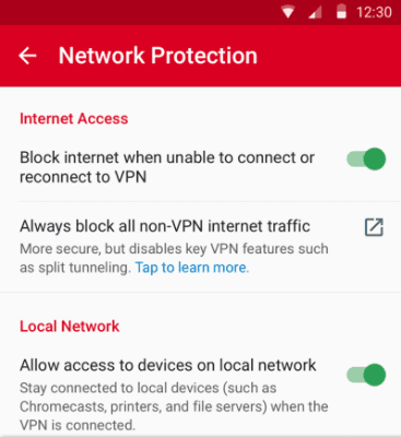 ExpressVPN Android kill switch enabling setting