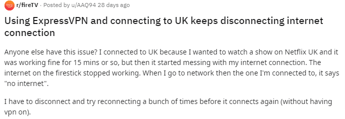 ExpressVPN's negative Reddit reviews screenshot 2