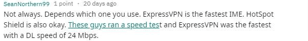 Express VPN's positive Reddit reviews screenshot 2