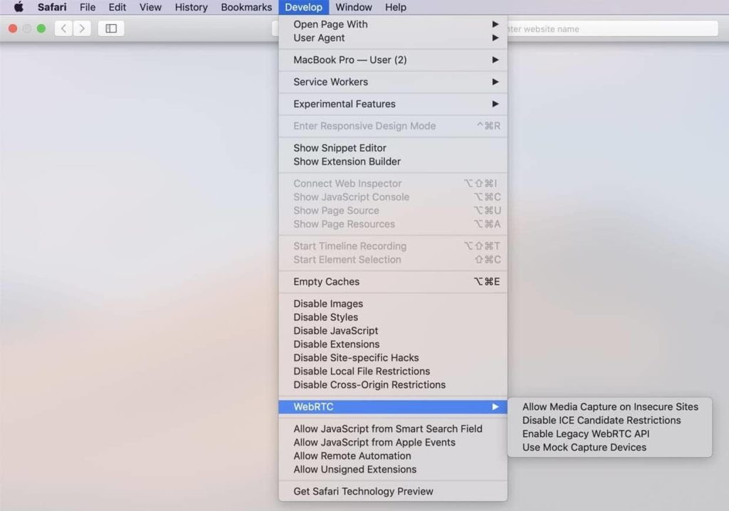 Disabling WebRTC on Safari screenshot 3