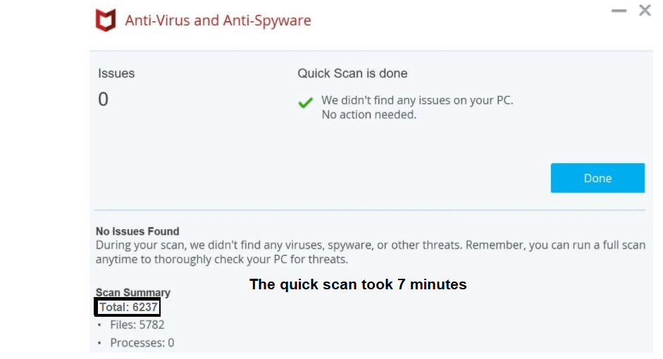 McAfee quick scan