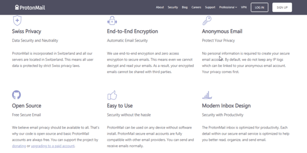 ProtonEmail key features