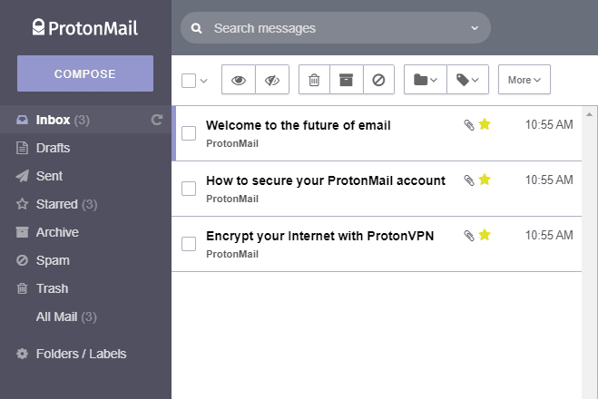 ProtonMail screenshot 1