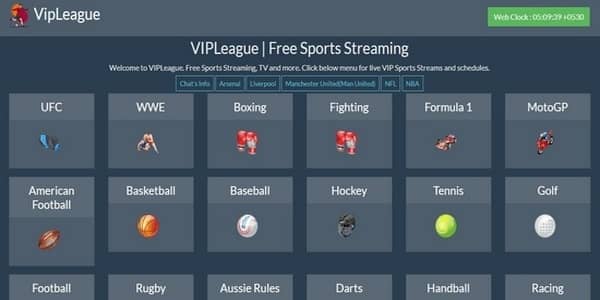 VIP league homepage