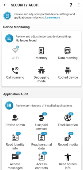 ESET mobile interface