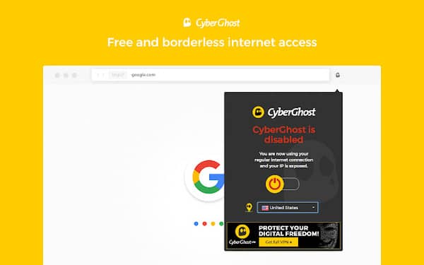 CyberGhost free proxy extension