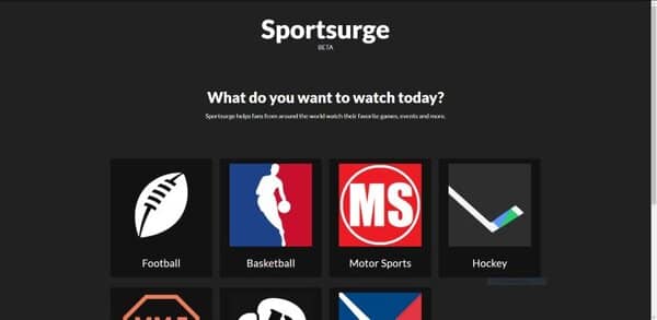 Sportsurge homepage