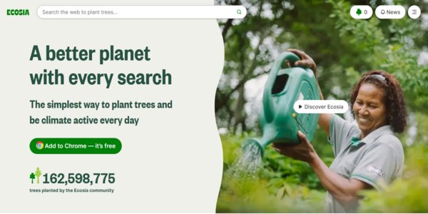 Ecosia homepage