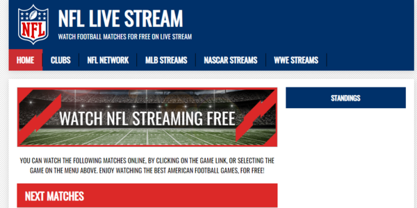 StreamNFL homepage