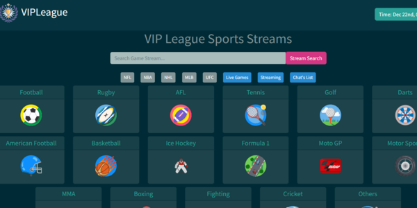 VIP League homepage