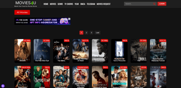 Movies4u homepage