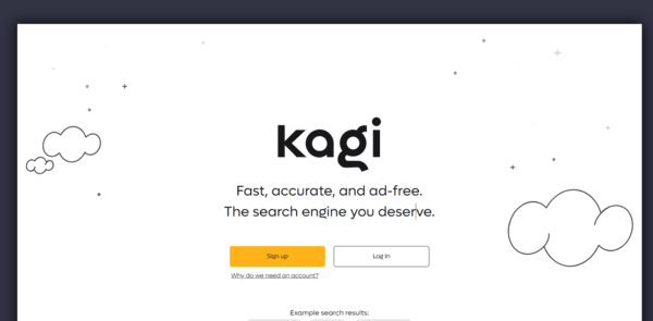 Kagi homepage