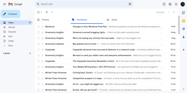 Gmail homepage