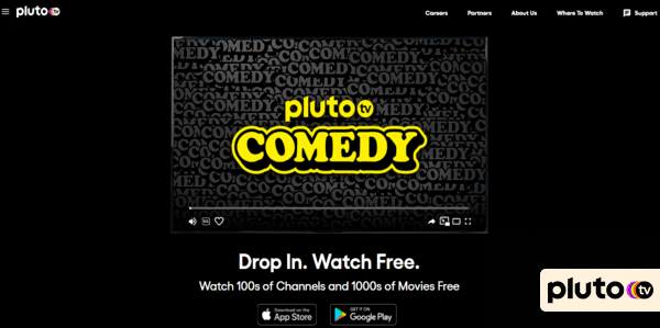 PlutoTV homepage