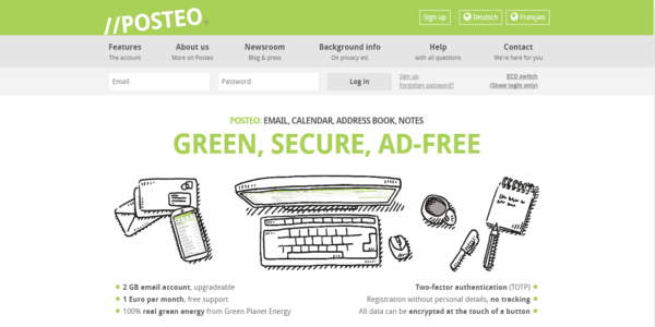 Posteo homepage