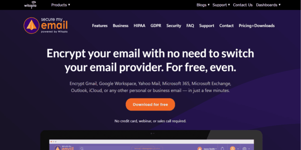 Secure my mail homepage