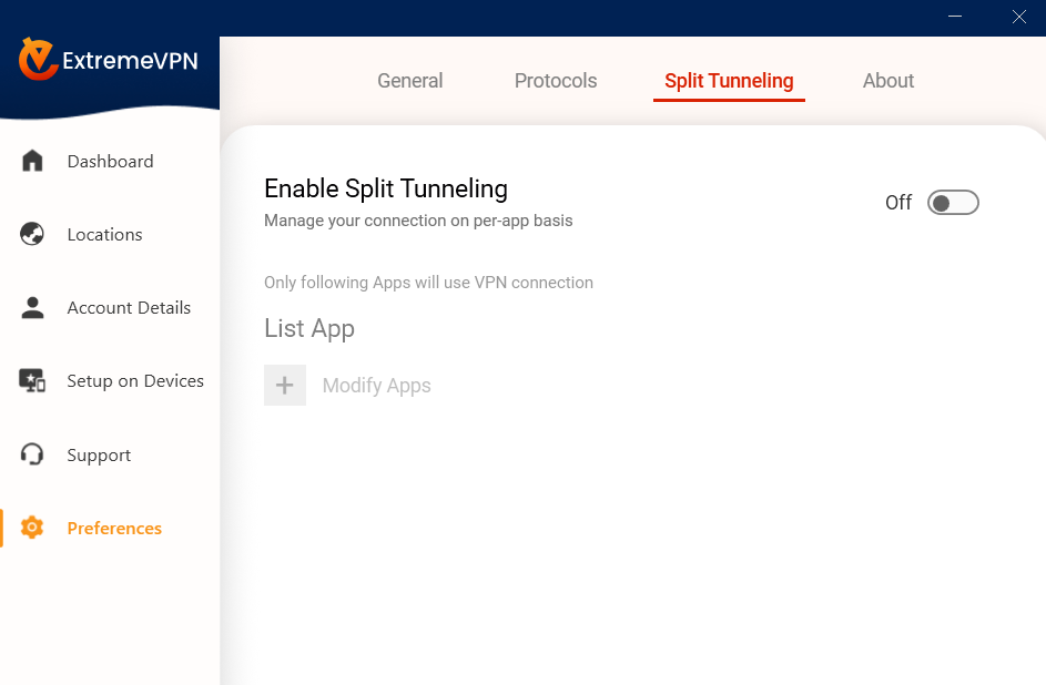 Split tunnelling