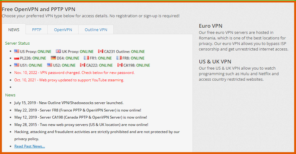 VPNBook servers