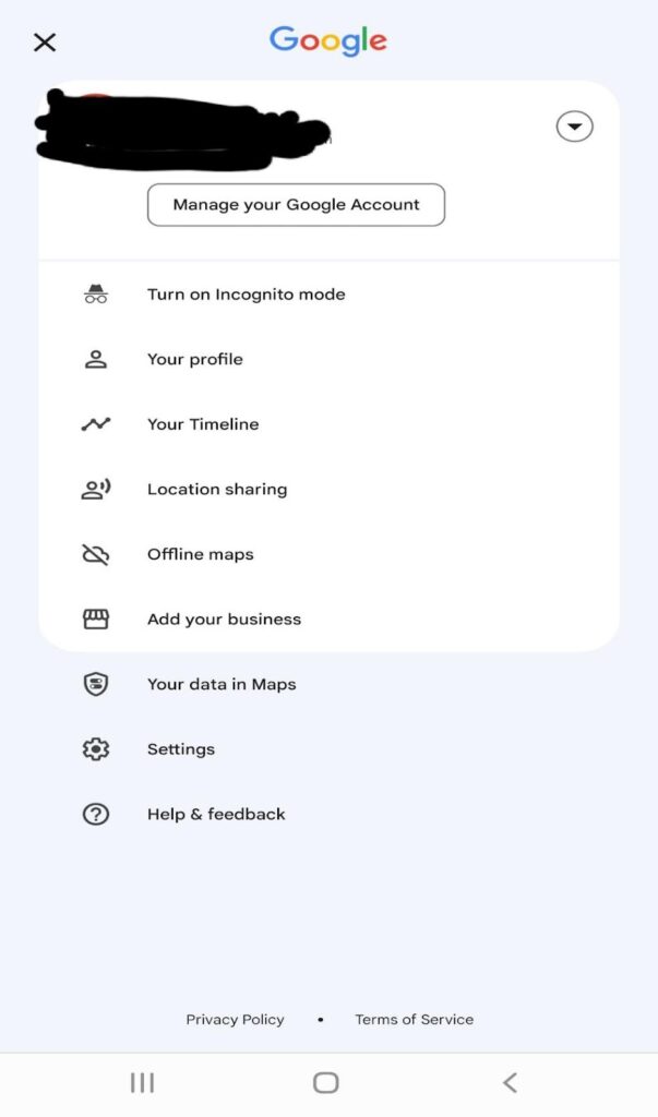 Location sharing menu