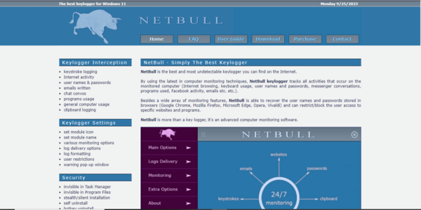 NetBull Keylogger homepage