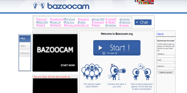 Bazoocam homepage