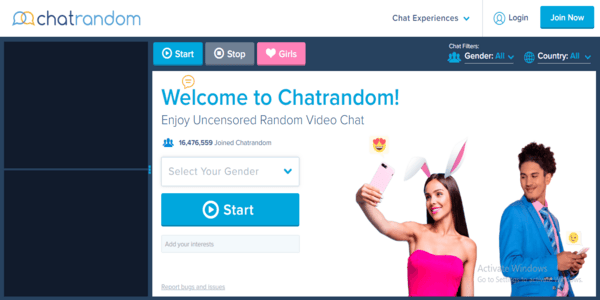 Chatrandom homepage