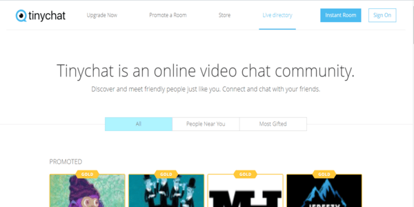 Tinychat homepage