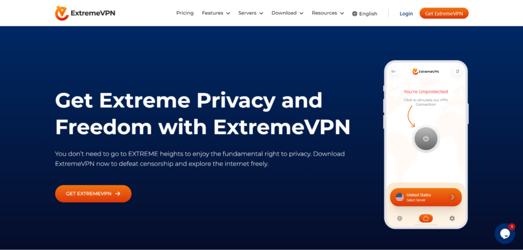 ExtremeVPN Homepage