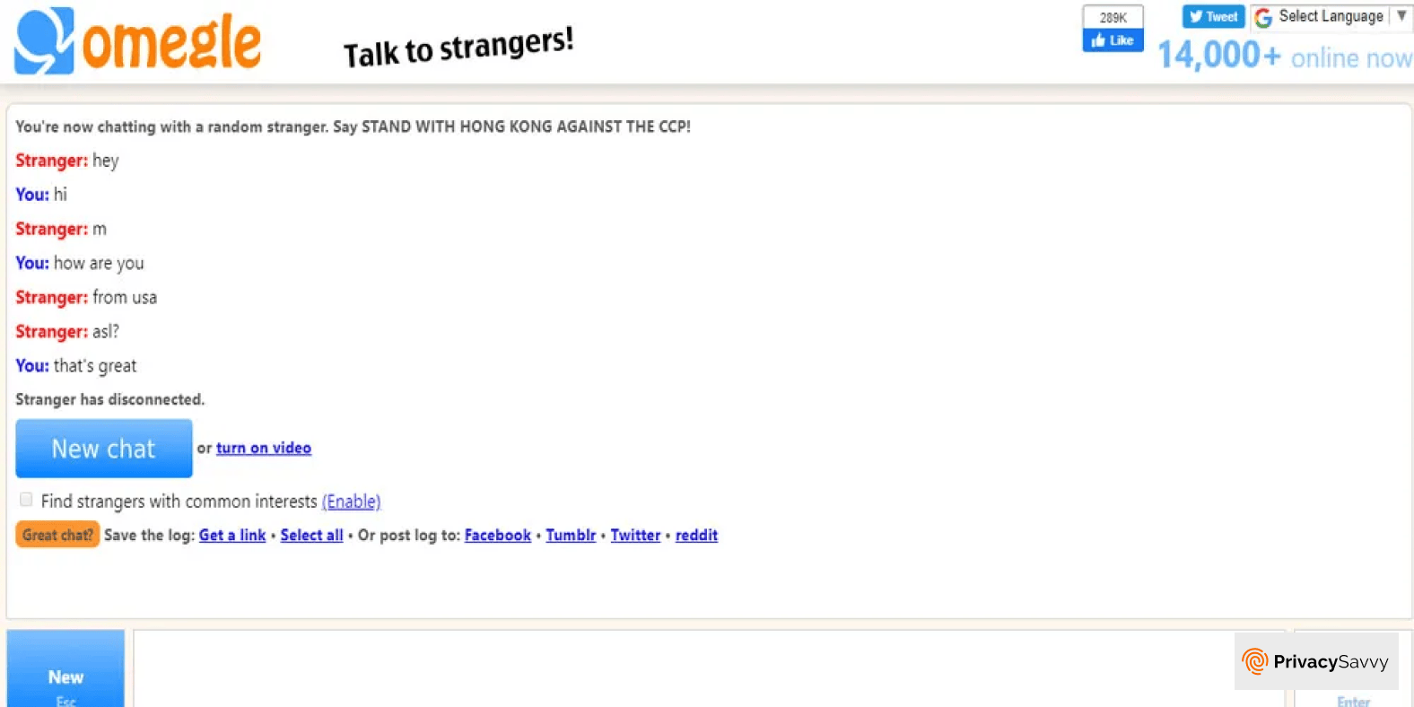 OMEGLE PRIVACY NOTICE visual data 8