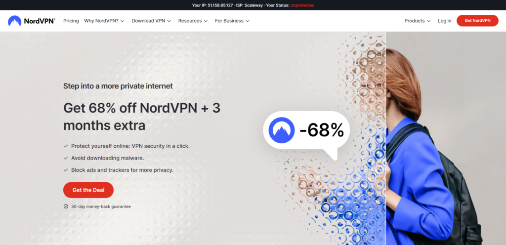NordVPN homepage
