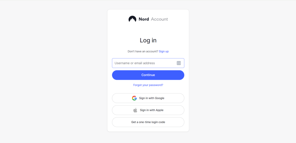 NordVPN login