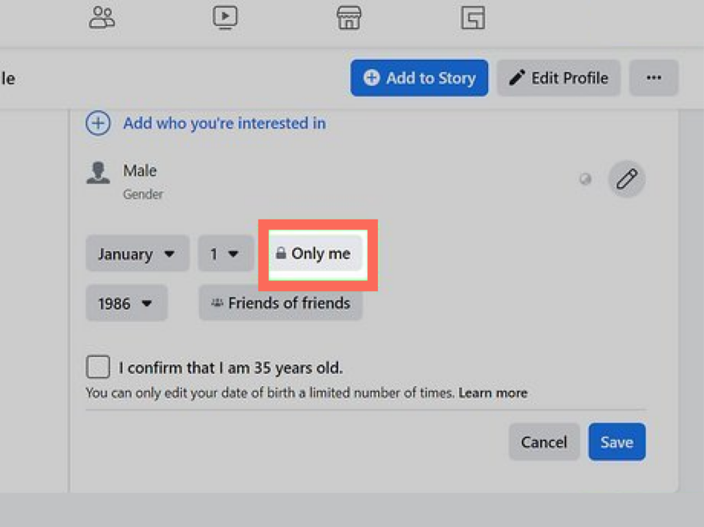 Hiding your birthday on Facebook