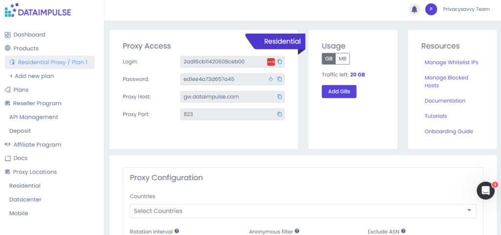 dataimpulse proxy management