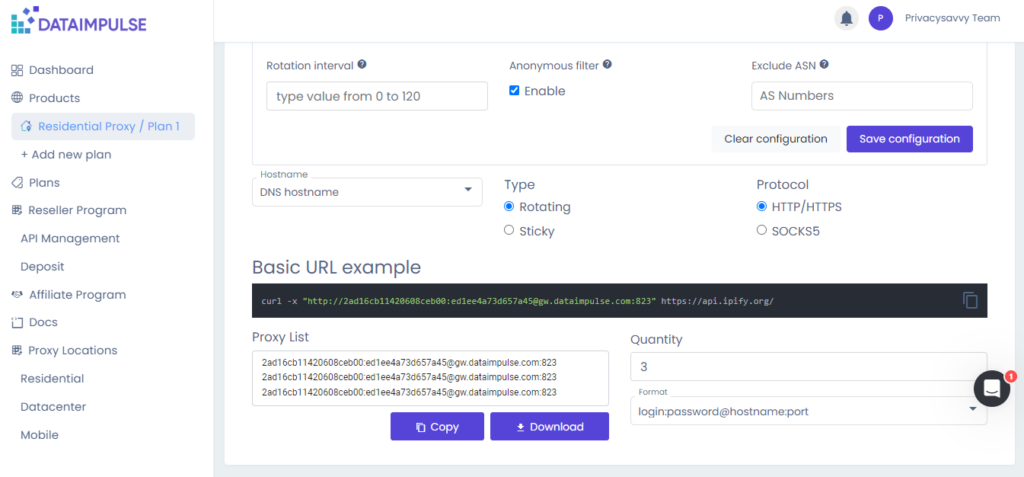 dataimpulse proxy management