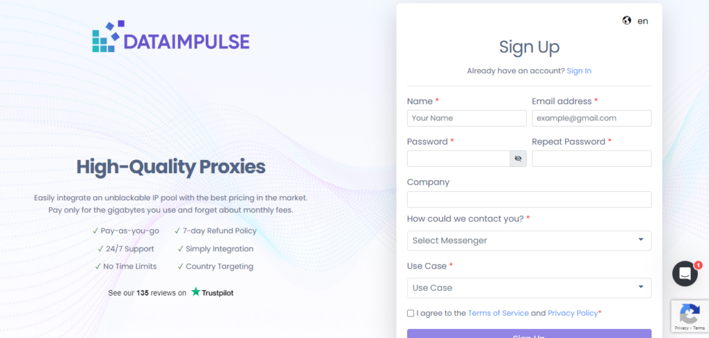 dataimpulse registration