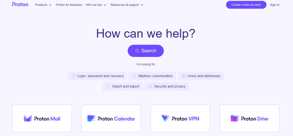 Protonmail support