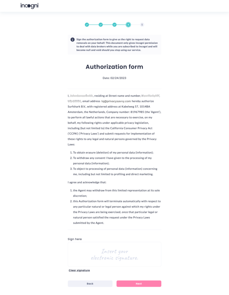 Sign the Authorization form